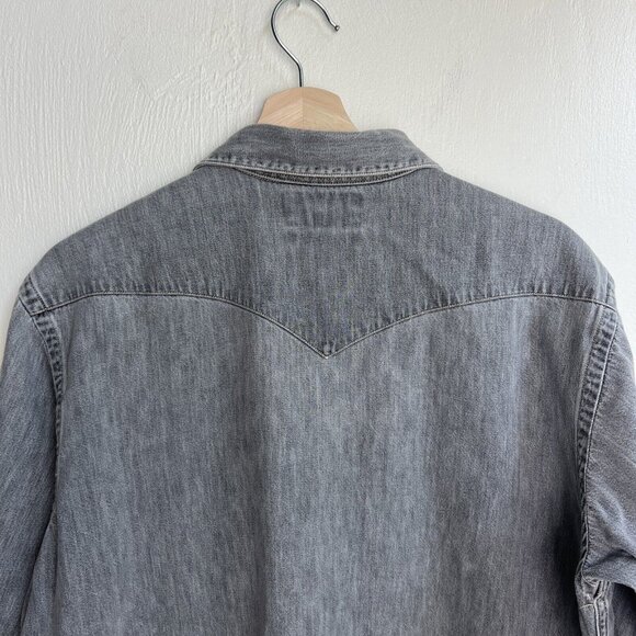 Vintage RRL Ralph Lauren Mens Gray Western Denim Shirt Size Medium Pearl Snap - Picture 16 of 16